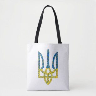 Den ukrainska tridenten texturerade flagga Ukraina Tygkasse