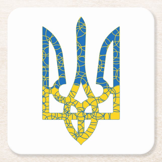 Den ukrainska tridenten texturerade flagga Ukraina Underlägg Papper Kvadrat (Framsidan)