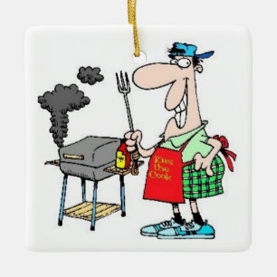 DEN ULTIMATA BBQ KUNG CHRISTMAS-ORNATIONEN JULGRANSPRYDNAD KERAMIK
