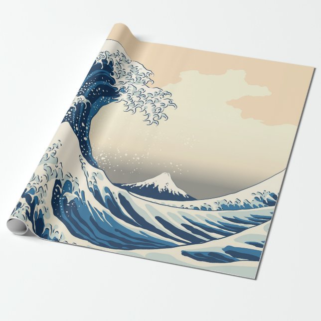 Den underbara återgivningen av kanagawa-målarter  presentpapper (Utrullad)