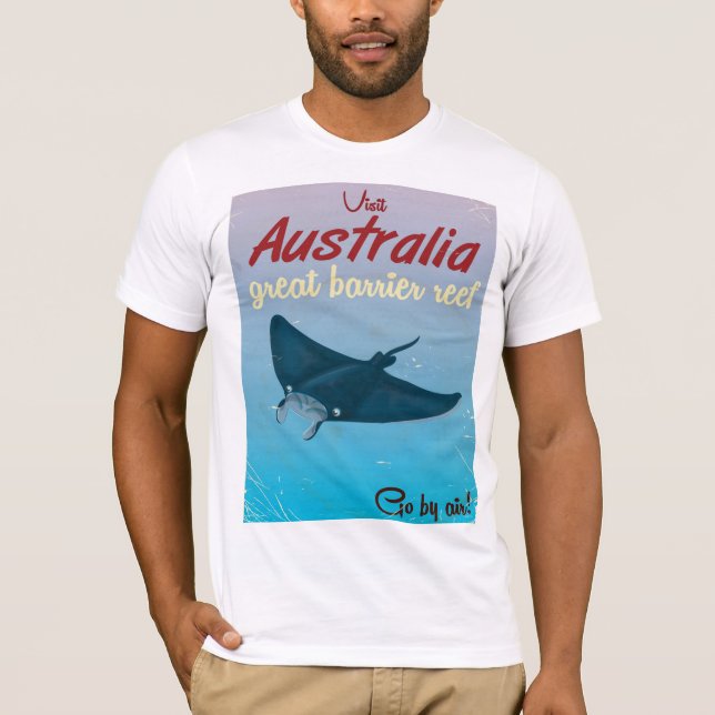 Den Underbara barriärreven, Australiens reseaffisc T-shirt (Framsida)