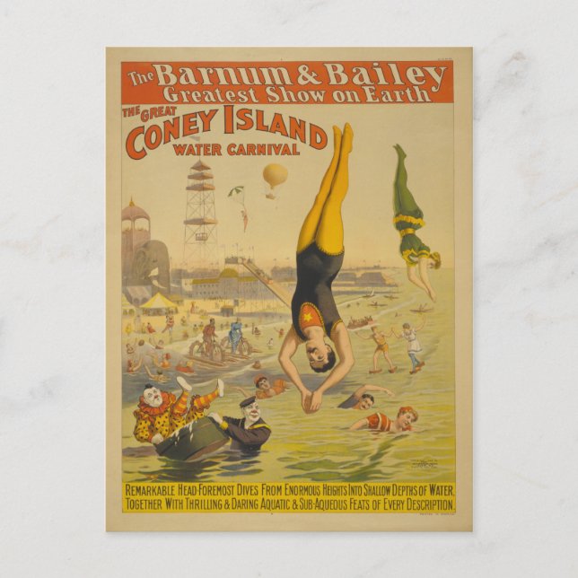 Den Underbara Coney Island Vatten Carnival Poster Vykort (Framsida)