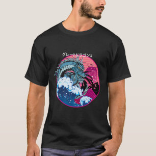Den Underbara draken av Kanagawa - Vaporwave Geo T Shirt