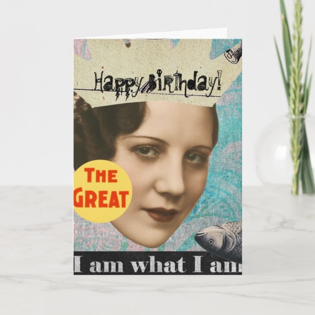 Den Underbara fiskdrottningkollagen, födelsedagen Kort (Framsida)