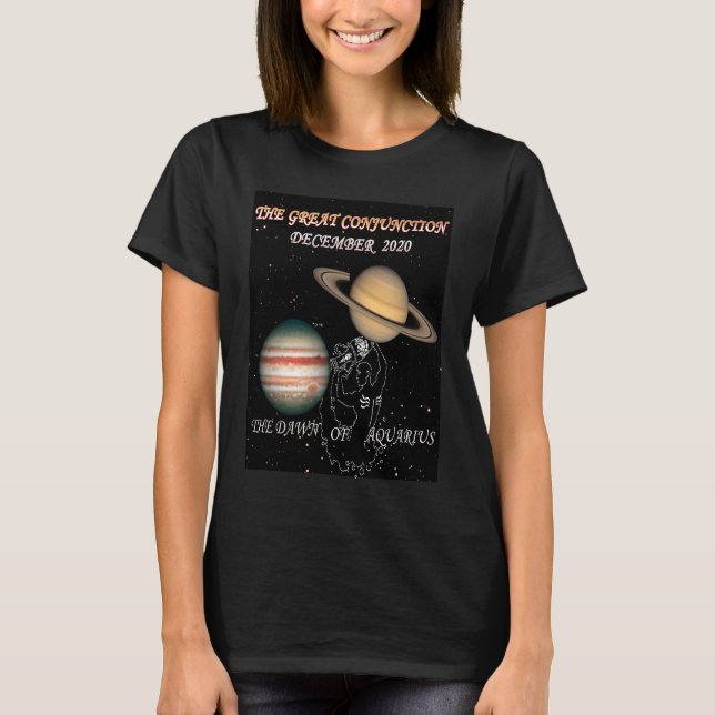 Den Underbara föreningen Jupiter Saturn Astronomy  T Shirt (Framsida)