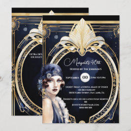 Den Underbara Gatsby Blue guld flapper-flickan 192 Inbjudningar