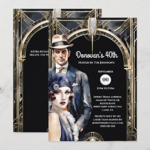 Den Underbara Gatsby-guld-blöjmannen 1920-talet Inbjudningar