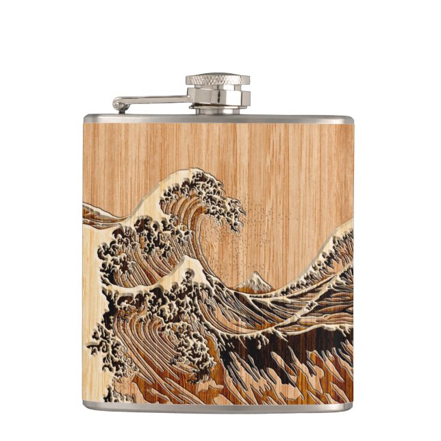 Den Underbara Hokusai-vågen Bamboo Wood Stil-accen Fickplunta (Framsidan)