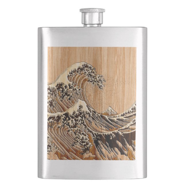 Den Underbara Hokusai-vågen Bamboo Wood Stil-accen Fickplunta (Framsidan)