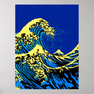 Den Underbara Hokusai-vågen i pop Art Stil-accent Poster