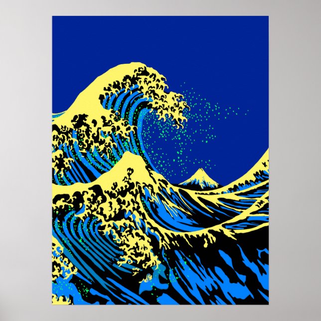 Den Underbara Hokusai-vågen i pop Art Stil-accent Poster (Framsidan)