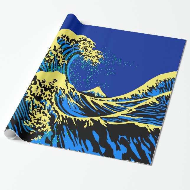 Den Underbara Hokusai-vågen i pop Art Stil-accent Presentpapper (Utrullad)