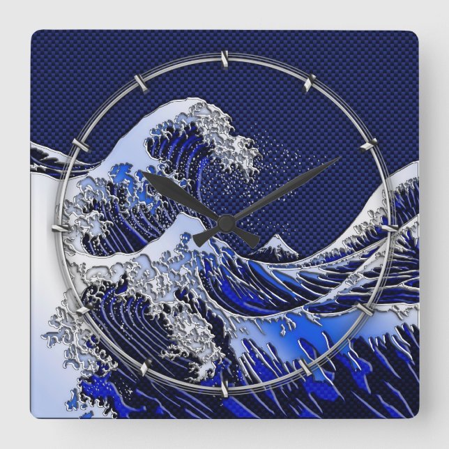 Den Underbara Hokusai Wave-kromfiberdekorn Fyrkantig Klocka (Framsida)