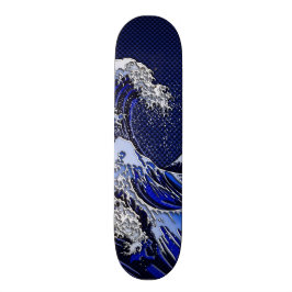 Den Underbara Hokusai Wave-kromfiberdekorn Old School Skateboard Bräda 18 Cm