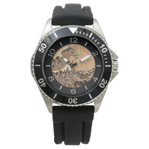 Den underbara Hokusaien vinkar den Wood Armbandsur