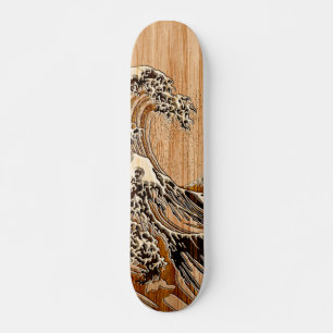 Den underbara Hokusaien vinkar den Wood Old School Skateboard Bräda 18 Cm