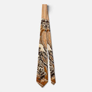 Den underbara Hokusaien vinkar Wood stil för bamb Slips
