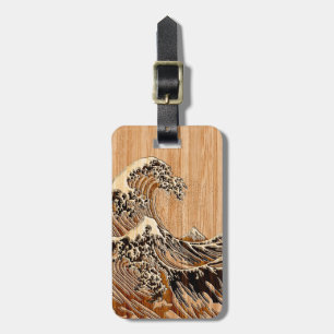 Den underbara Hokusaien vinkar Wood stil för bambu Bagagebricka