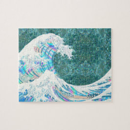 den underbara marschvågen av kanigawa (grönt) pussel