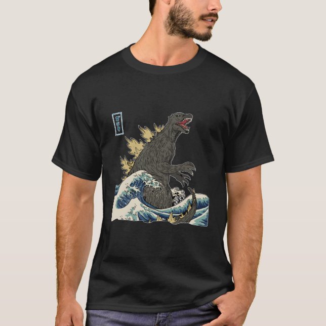 Den Underbara monstern av Kanagawa Teamgodzilla Wa T Shirt (Framsida)