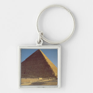 Den underbara pyramiden av Khufu det gammala Fyrkantig Silverfärgad Nyckelring