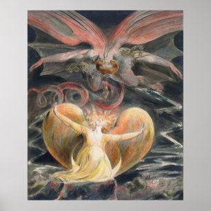 Den Underbara röda draken och kvinnan som är klädd Poster