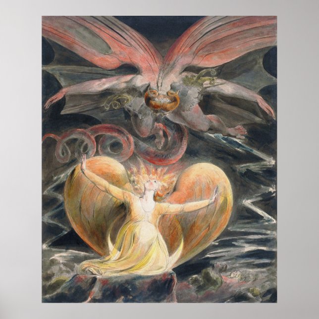 Den Underbara röda draken och kvinnan som är klädd Poster (Framsidan)