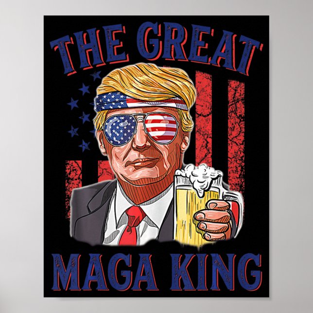 Den Underbara Roligten Maga Kung Trump är USA Flag Poster (Framsidan)