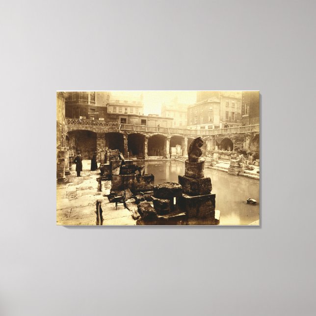 Den Underbara romerska baden, Bath (b/w bild) Canvastryck (Framsida)