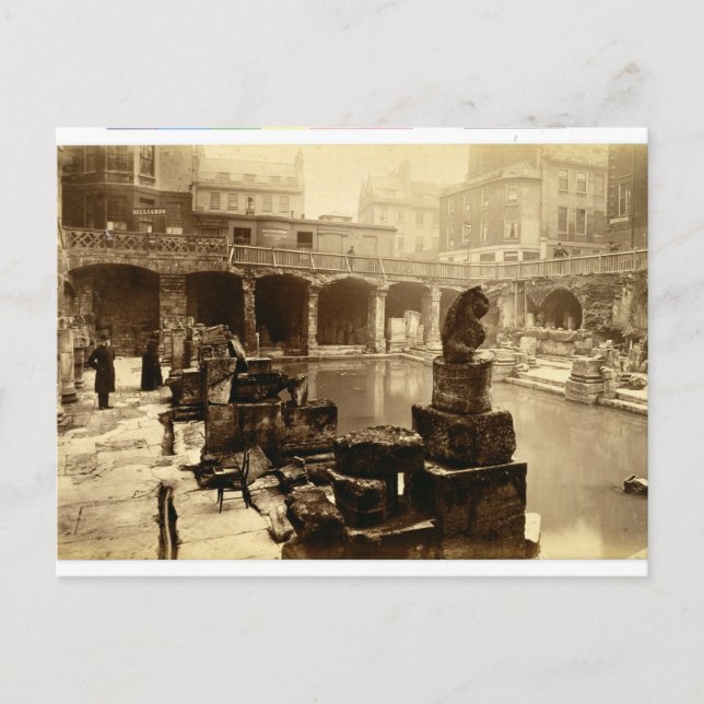 Den Underbara romerska baden, Bath (b/w bild) Vykort (Framsida)