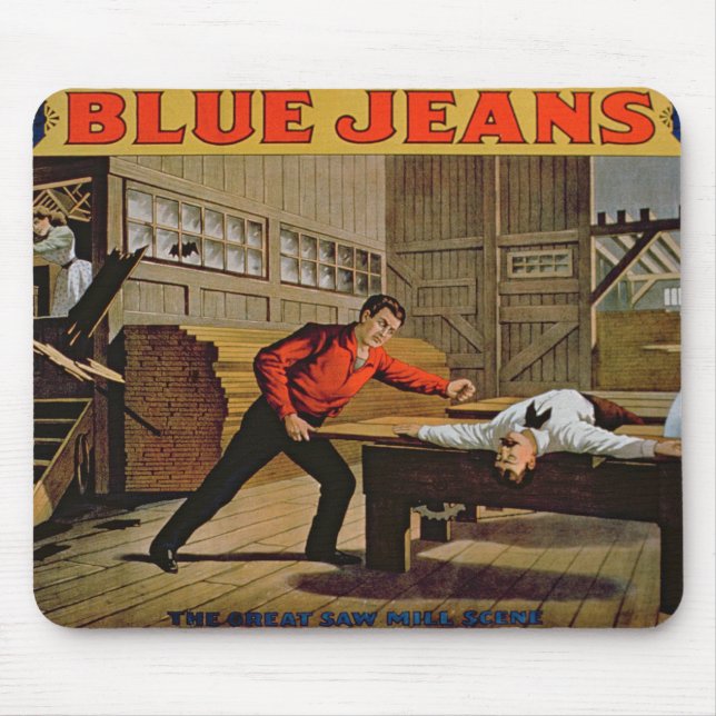 "Den underbara sawmillplatsen", affisch för 'jeans Musmatta (Framsidan)