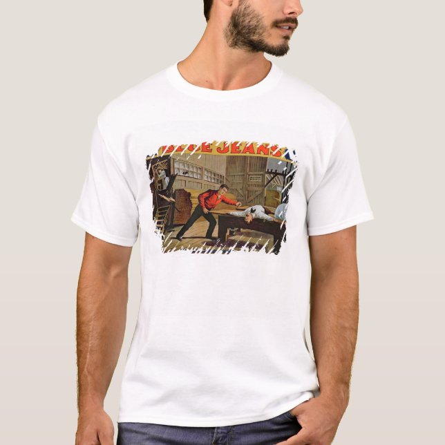 "Den underbara sawmillplatsen", affisch för 'jeans T Shirt (Framsida)