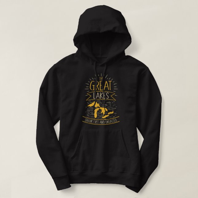 Den Underbara Sjöar-hajen utan saltning Michigan-g Hoodie (Design framsida)