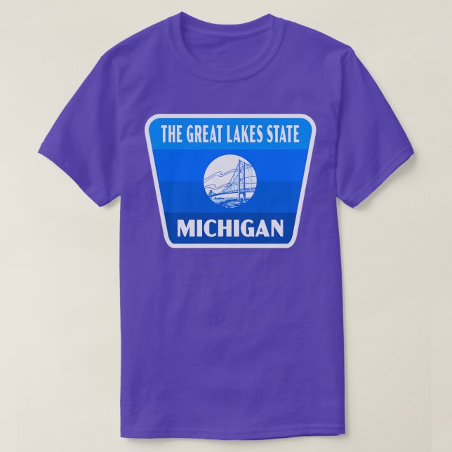 Den Underbara Sjöar staten Michigan Retro Badge Bl T Shirt (Design framsida)