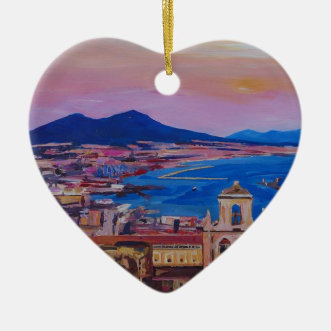 Den underbara staden beskådar av Naples med Julgransprydnad Keramik (Framsidan)