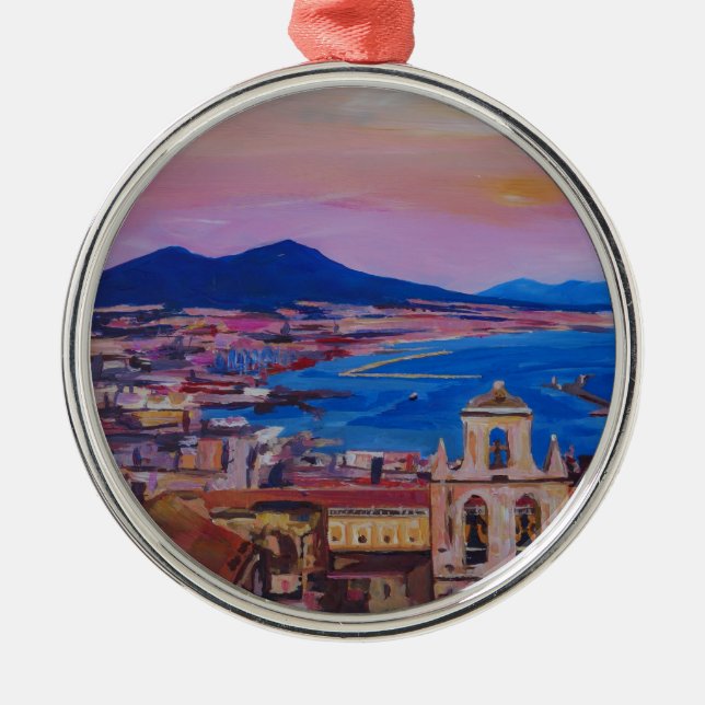 Den underbara staden beskådar av Naples med Julgransprydnad Metall (Framsidan)