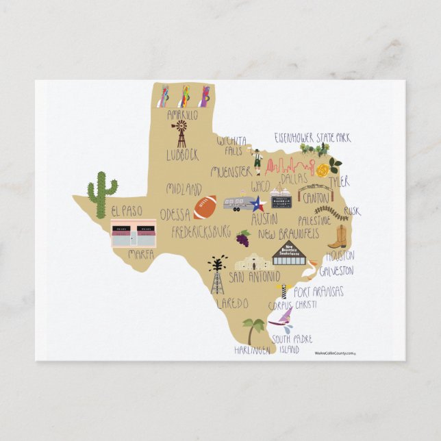 Den Underbara staten Texas Postcard Vykort (Framsida)