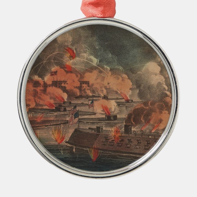 Den Underbara striden i Charleston 1863 Civil Krig Julgransprydnad Metall (Framsidan)