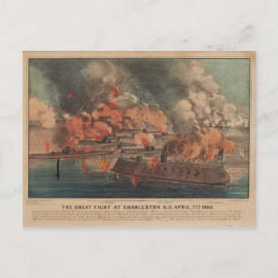 Den Underbara striden i Charleston 1863 Civil Krig Vykort