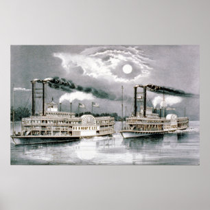 Den Underbara styrbåten Mississippi Tävling - 1870 Poster