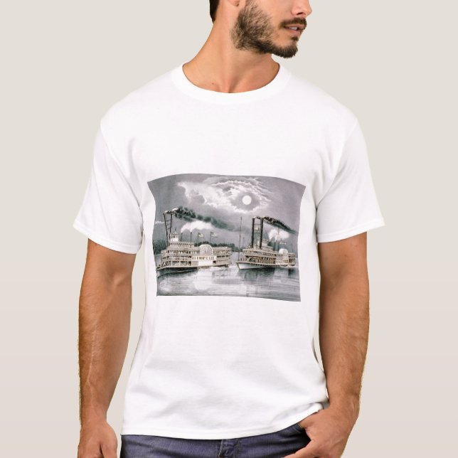 Den Underbara styrbåten Mississippi Tävling - 1870 T Shirt (Framsida)