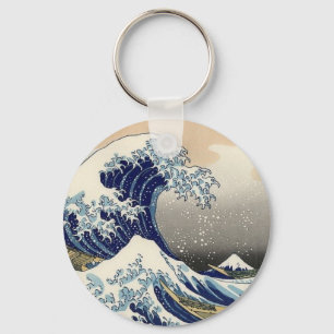 Den Underbara vågen, av Hokusai, fin konst Nyckelring