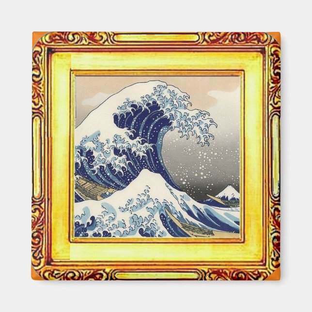 Den Underbara vågen av Kanagawa, av Hokusai, konst Magnet (Framsidan)