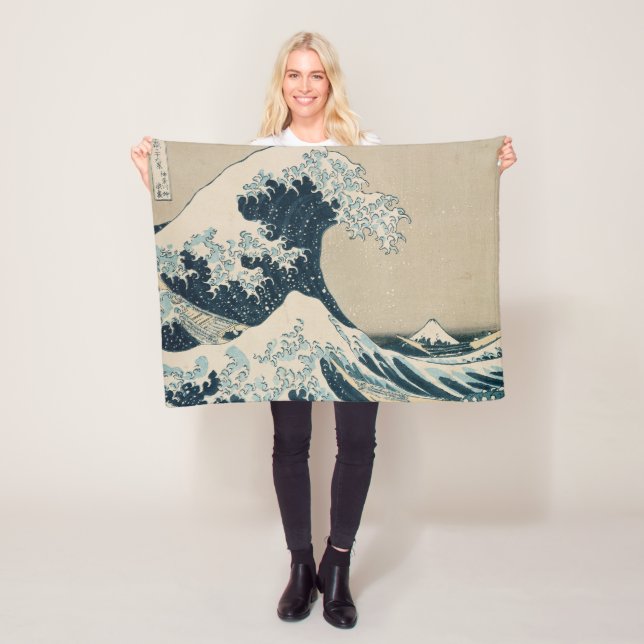 Den Underbara vågen av Kanagawa Fleecefilt (På plats)