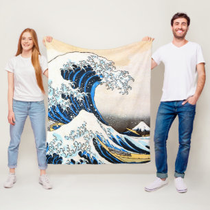 Den Underbara vågen av Kanagawa, Hokusai Fleecefilt