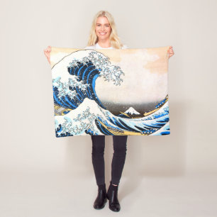 Den Underbara vågen av Kanagawa, Hokusai Fleecefilt