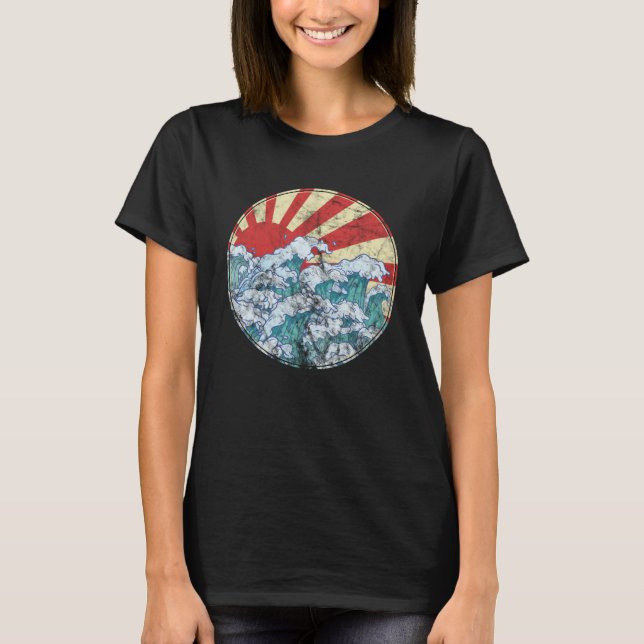 Den Underbara vågen av Kanagawa Hokusai inspirerad T Shirt (Framsida)