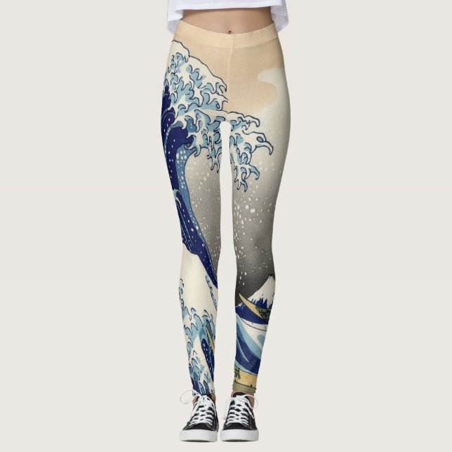 Den Underbara vågen av Kanagawa Hokusai Leggings (Framsida)