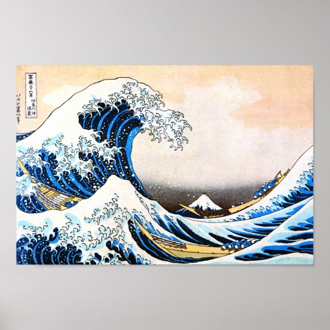 Den Underbara vågen av Kanagawa, Hokusai Poster (Framsidan)
