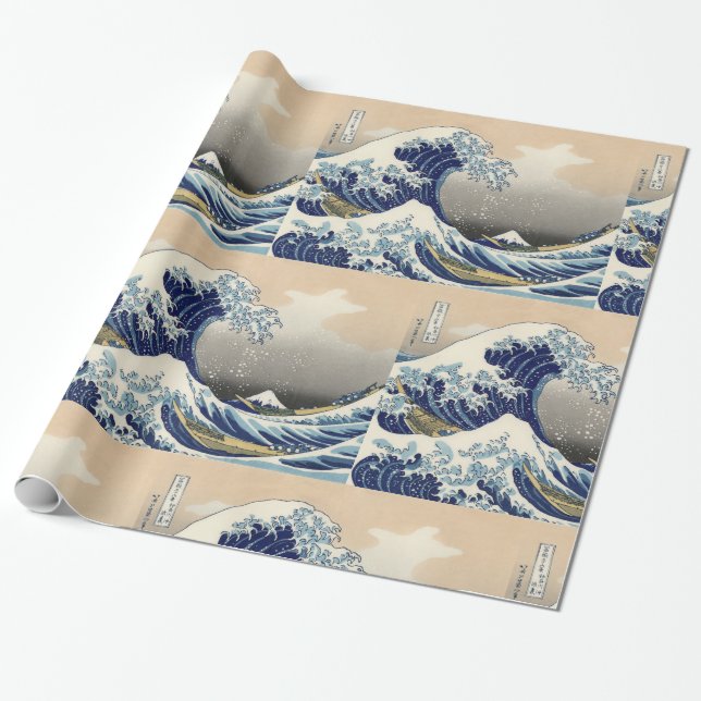 Den Underbara vågen av Kanagawa Hokusai Presentpapper (Utrullad)